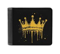 Jubonexis Bold Drippy Crown Soft PU Leather Bifold Wallet, Coin Purse Credit Pass Case, Durable Card-Holder Slim Billfold for Men Woman Money Storage