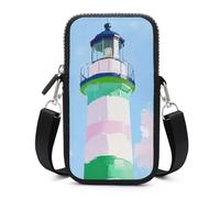 Jubonexis Bold Green White Striped Lighthouse Tower Crossbody Mobile Phone Bag Smartphone Bag With Adjustable Strap