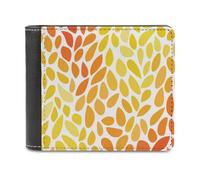 Jubonexis Bold Palm Shapes Gradient Yellow Orange Soft PU Leather Bifold Wallet, Coin Purse Credit Pass Case, Durable Card-Holder Slim Billfold for Men Woman Money Storage