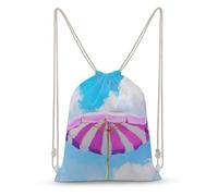 Jubonexis Bold Purple And White Striped Beach Umbrella Drawstring Backpack Canvas String Bag Lightweight Sports Gym Bag for Men Women