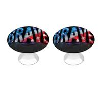 Jubonexis Bold Word Brave with American Flag Print Round Drawer Cabinet Knobs Handles with Screws,2 Pcs, Drawer Dresser Knob Pulls Decor for Wardrobe Cupboard Home Office Kitchen