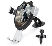 Jubonexis Border Collie Dog Vintage Car Phone Holder Mount Triangle Clip Base Air Vent Cell Phone Car Mount Automotive Accessories for 4-6 Inches Cell Smartphones