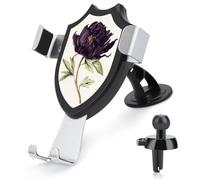 Jubonexis Botanical Dark Purple Peony Car Phone Holder Mount Triangle Clip Base Air Vent Cell Phone Car Mount Automotive Accessories for 4-6 Inches Cell Smartphones