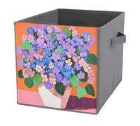Jubonexis Bouquet Flowers Fantasy Art Cube Storage Bins Storage Cubes Foldable Decorative Fabric Storage Baskets Home Organizers with Handles for Shelves,Closet, 27x27 CM