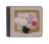 Jubonexis Bouquet of Flowers in A Vase Soft PU Leather Bifold Wallet, Coin Purse Credit Pass Case, Durable Card-Holder Slim Billfold for Men Woman Money Storage