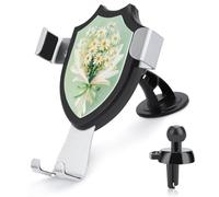 Jubonexis Bouquet of Light Yellow Daisies with Green Ribbon Car Phone Holder Mount Triangle Clip Base Air Vent Cell Phone Car Mount Automotive Accessories for 4-6 Inches Cell Smartphones