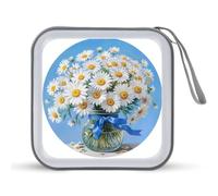 Jubonexis Bouquet of White Daisies CD Case DVD Storage Case Portable