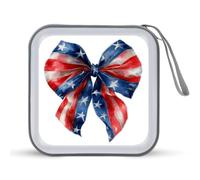 Jubonexis Bow with an American Flag Pattern CD Case DVD Storage Case Portable for Car Home Travel