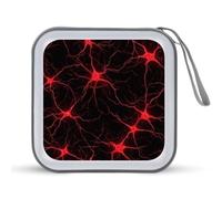 Jubonexis Brain Cell Web Glowing Red Axons CD Case DVD Storage Case Portable for Car Home Travel