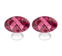 Jubonexis Breast Cancer Pattern Flower Round Drawer Cabinet Knobs Handles with Screws,2 Pcs, Drawer Dresser Knob Pulls Decor for Wardrobe Cupboard Home Office Kitchen