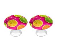 Jubonexis Bright Lemon and Lime Neon Slices Round Drawer Cabinet Knobs Handles with Screws,2 Pcs, Drawer Dresser Knob Pulls Decor for Wardrobe Cupboard Home Office Kitchen