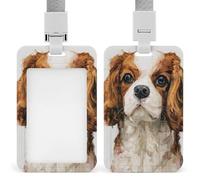Jubonexis Brown and White Dog ID Badge Holder Retractable Clip Card Holder Card Protector Name Badge Name Tag for Work Office Doctor Nurse