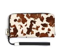 Jubonexis Brown Spots Horse Skin Texture PU Leather Clutch Long Bifold Wallet, Coin Purse Credit Pass Case, Durable Card-Holder Money Storage for Women Men