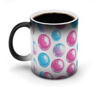 Jubonexis Bubbles in Hot Pink and Blue Color Changing Mugs Heat Changing Ceramic Coffee Mug Novelty Funny Tea Water Cup 11OZ