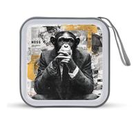 Jubonexis Business Suit Monkey Newspaper Graffiti CD Case DVD Storage Case Portable for Car Home Travel