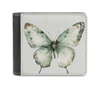 Jubonexis Butterfly Blue Gold Watercolor Soft PU Leather Bifold Wallet, Coin Purse Credit Pass Case, Durable Card-Holder Slim Billfold for Men Woman Money Storage