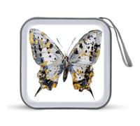 Jubonexis Butterfly Leopard Pattern Silver Black Gold Glitter CD Case DVD Storage Case Portable for Car Home Travel
