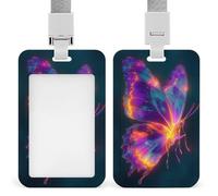 Jubonexis Butterfly Neon Gradients Surreal ID Badge Holder Retractable Clip Card Holder Card Protector Name Badge Name Tag for Work Office Doctor Nurse