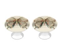 Jubonexis Butterfly with Small Floral Music Pattern Round Drawer Cabinet Knobs Handles with Screws,2 Pcs, Drawer Dresser Knob Pulls Decor for Wardrobe Cupboard Home Office Kitchen