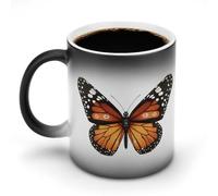 Jubonexis Butterfly with Subtle Flower Pattern Wings Color Changing Mugs Heat Changing Ceramic Coffee Mug Novelty Funny Tea Water Cup 11OZ