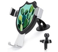 Jubonexis Cactus on A Light Green Car Phone Holder Mount Triangle Clip Base Air Vent Cell Phone Car Mount Automotive Accessories for 4-6 Inches Cell Smartphones