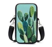 Jubonexis Cactus on A Light Green Crossbody Mobile Phone Bag Smartphone Bag With Adjustable Strap