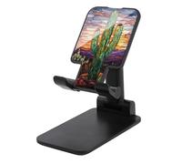 Jubonexis Cactus Stained Glass in Desert Cell Phone Stand Foldable Adjustable Phone Stand for Desk