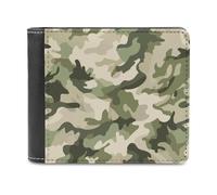 Jubonexis Camouflage Pattern Military Green Soft PU Leather Bifold Wallet, Coin Purse Credit Pass Case, Durable Card-Holder Slim Billfold for Men Woman Money Storage