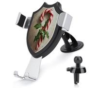 Jubonexis Candy Cane with Holly Leaves Car Phone Holder Mount Triangle Clip Base Air Vent Cell Phone Car Mount Automotive Accessories for 4-6 Inches Cell Smartphones