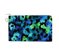 Jubonexis Canvas Wallet Bag,Abstract Animal Print Blue Green Print Coin Purse, Zipper Change Purse,Small Cosmetic Bag