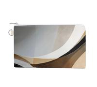 Jubonexis Canvas Wallet Bag,Abstract Geometric Shapes Black Beige Print Coin Purse, Zipper Change Purse,Small Cosmetic Bag