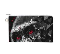 Jubonexis Canvas Wallet Bag,Abstract Gorilla Red Eyes Shattered Glass Effect Print Coin Purse, Zipper Change Purse,Small Cosmetic Bag