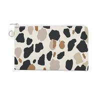 Jubonexis Canvas Wallet Bag,Abstract Leopard Spots Beige Brown Black Print Coin Purse, Zipper Change Purse,Small Cosmetic Bag