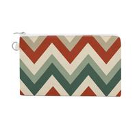 Jubonexis Canvas Wallet Bag,Alternating Stripes Sage Green Sand Beige Print Coin Purse, Zipper Change Purse,Small Cosmetic Bag