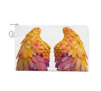 Jubonexis Canvas Wallet Bag,Angel Wings Yellow Orange Purple Print Coin Purse, Zipper Change Purse,Small Cosmetic Bag