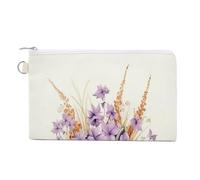 Jubonexis Canvas Wallet Bag,Autumn Pumpkins Flowers Print Coin Purse, Zipper Change Purse,Small Cosmetic Bag