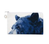 Jubonexis Canvas Wallet Bag,Bear Portrait Print Coin Purse, Zipper Change Purse,Small Cosmetic Bag