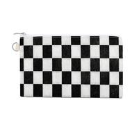 Jubonexis Canvas Wallet Bag,Black and White Chessboard Pattern Print Coin Purse, Zipper Change Purse,Small Cosmetic Bag
