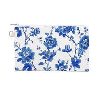 Jubonexis Canvas Wallet Bag,Blue and White Porcelain Pattern Print Coin Purse, Zipper Change Purse,Small Cosmetic Bag