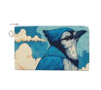 Jubonexis Canvas Wallet Bag,Blue Bird on an Branch Print Coin Purse, Zipper Change Purse,Small Cosmetic Bag
