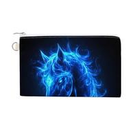 Jubonexis Canvas Wallet Bag,Blue Glowing Horse Head Print Coin Purse, Zipper Change Purse,Small Cosmetic Bag