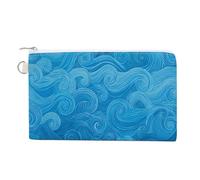 Jubonexis Canvas Wallet Bag,Blue Simple Swirls Ocean Currents Print Coin Purse, Zipper Change Purse,Small Cosmetic Bag