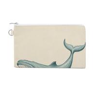 Jubonexis Canvas Wallet Bag,Blue Whale Vintage Print Coin Purse, Zipper Change Purse,Small Cosmetic Bag