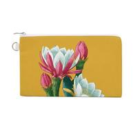 Jubonexis Canvas Wallet Bag,Cactus Flower Print Coin Purse, Zipper Change Purse,Small Cosmetic Bag