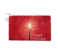 Jubonexis Canvas Wallet Bag,Christmas Tree Top Star Glowing Print Coin Purse, Zipper Change Purse,Small Cosmetic Bag