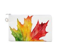 Jubonexis Canvas Wallet Bag,Colorful Autumn Maple Leaf Print Coin Purse, Zipper Change Purse,Small Cosmetic Bag