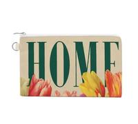 Jubonexis Canvas Wallet Bag,Colorful Dahlias Flowers Vintage Print Coin Purse, Zipper Change Purse,Small Cosmetic Bag