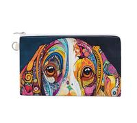 Jubonexis Canvas Wallet Bag,Colorful Dog Print Coin Purse, Zipper Change Purse,Small Cosmetic Bag