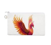 Jubonexis Canvas Wallet Bag,Colorful Phoenix Bird in Flames Print Coin Purse, Zipper Change Purse,Small Cosmetic Bag