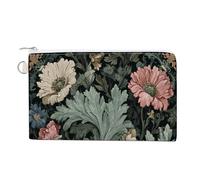 Jubonexis Canvas Wallet Bag,Curling Acanthus Leaves Vintage Print Coin Purse, Zipper Change Purse,Small Cosmetic Bag